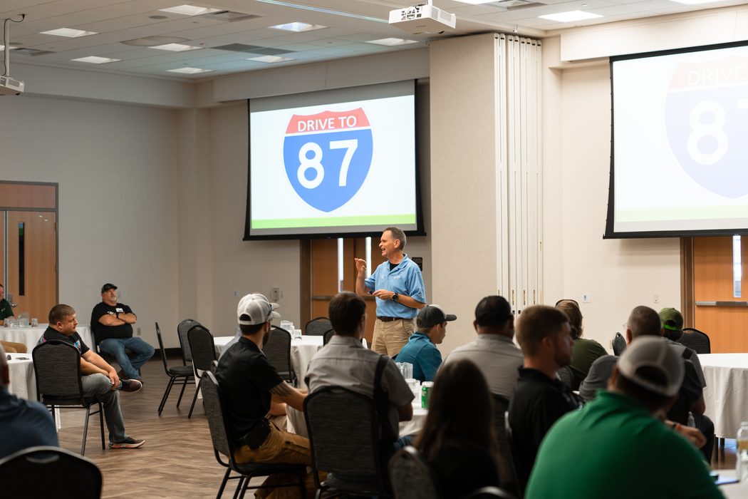 Paul presenting Drive to 87 at Hutson